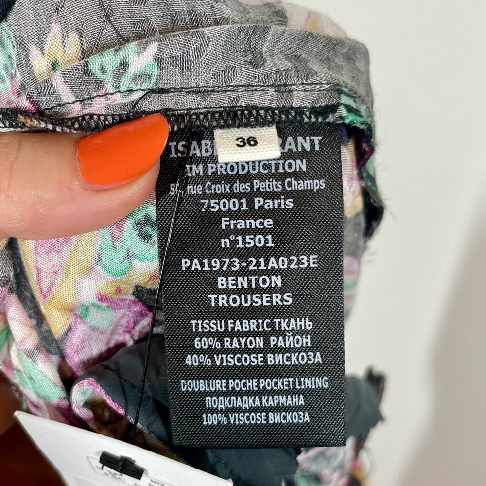 Isabel Marant Floral Print Trousers - Black and Pink - Picture 7 of 14